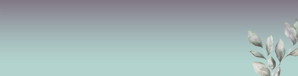 Picture shows a gradient from purple at the top to a light teal on the bottom. Outlined leaves in dark green, cream, and purple are along the right side. Secondary branding look for Gogi Hale Licensed Professional Counselor